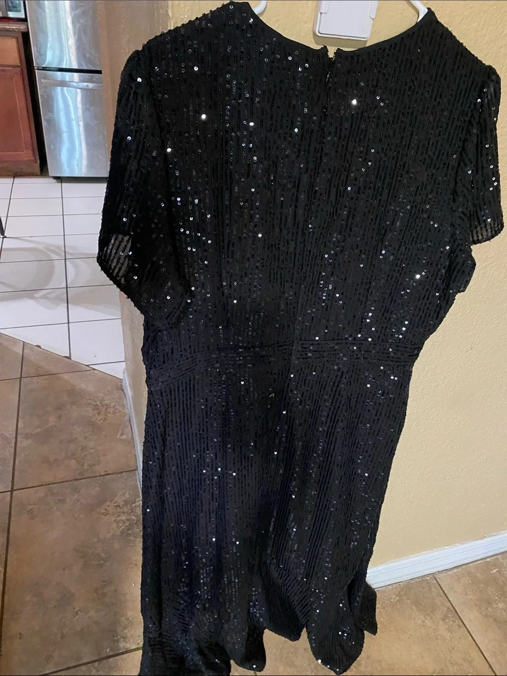 Michael Kors Black Long-Sleeve Sequin Evening Gown